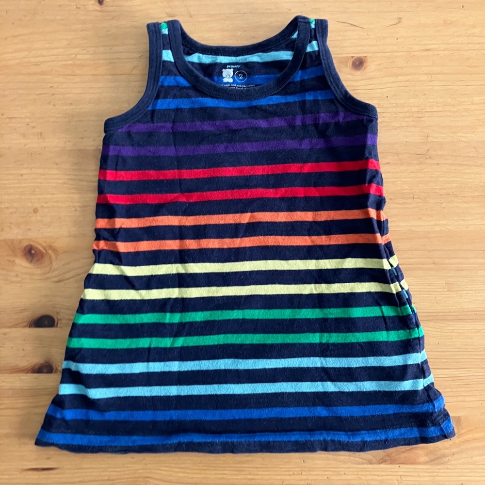Primary Rainbow Tank Dress with Pockets